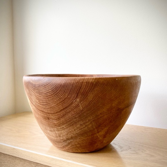 Vintage Other - rustic farmhouse solid wood wooden bowl large deep basin brown decor planter